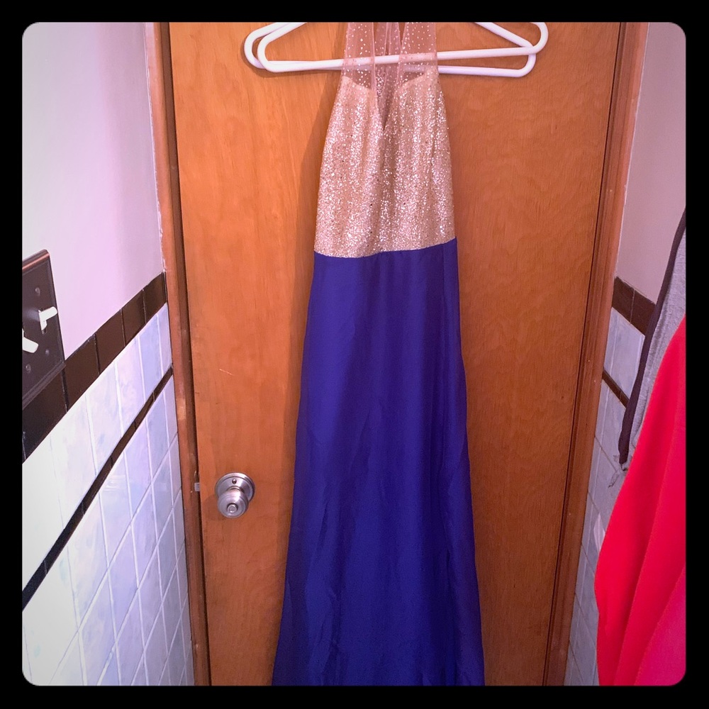NWOT Royal Blue and Gold Sequin Glitter Dress